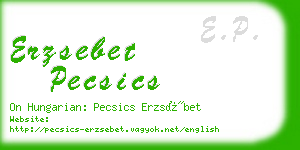 erzsebet pecsics business card